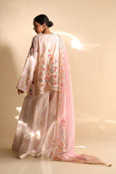 PD25RG115 - Set - Relaxed Fit - Blush Pink - Shirt/ Slip/ Dupatta/ Dhaka