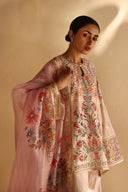 PD25RG115 - Set - Relaxed Fit - Blush Pink - Shirt/ Slip/ Dupatta/ Dhaka