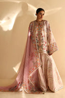 PD25RG115 - Set - Relaxed Fit - Blush Pink - Shirt/ Slip/ Dupatta/ Dhaka