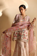 PD25RG115 - Set - Relaxed Fit - Blush Pink - Shirt/ Slip/ Dupatta/ Dhaka