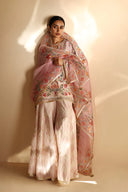 PD25RG115 - Set - Relaxed Fit - Blush Pink - Shirt/ Slip/ Dupatta/ Dhaka